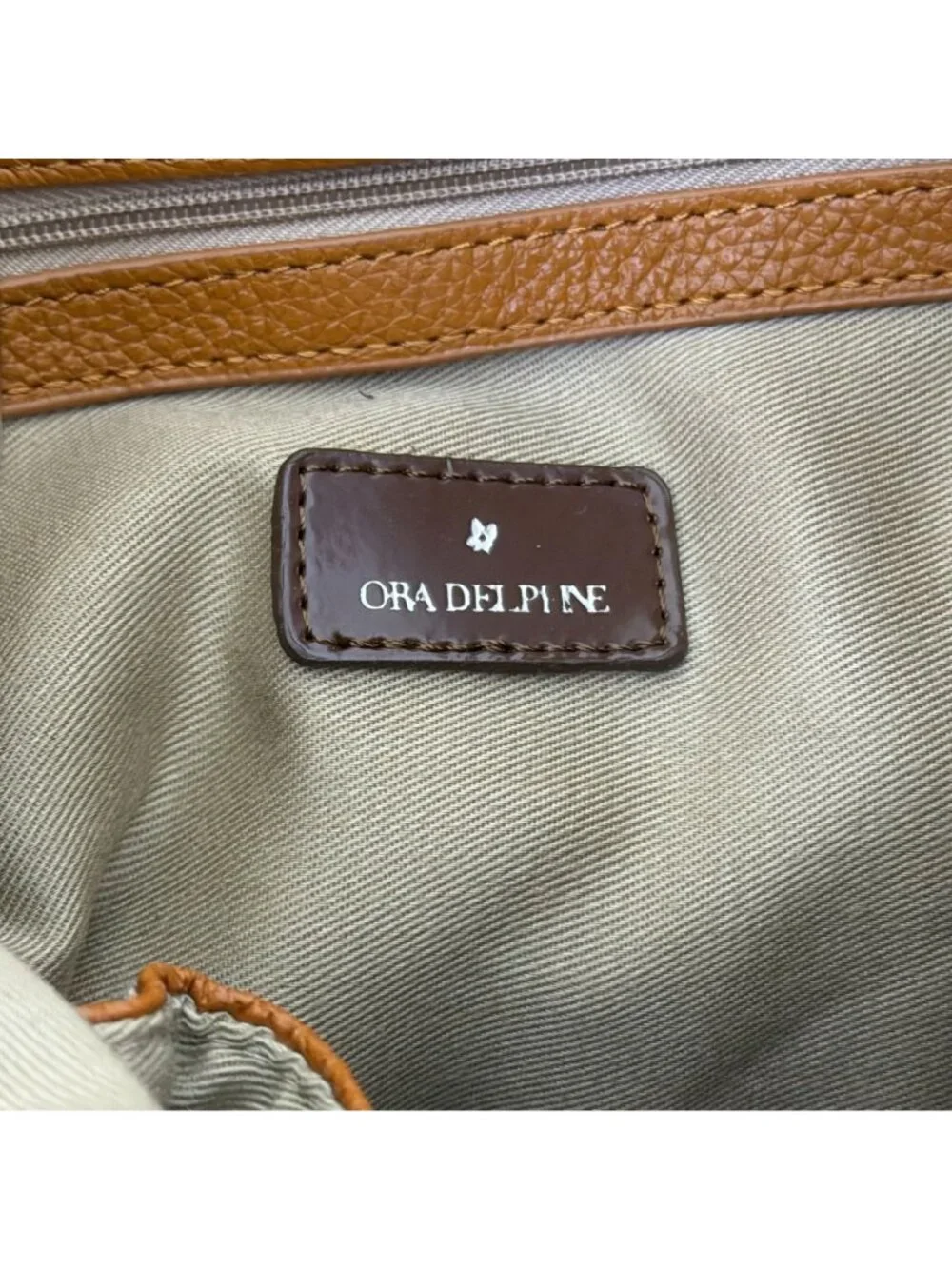 Ora Delphine Brown Leather Shoulder Bag With Gold Hardware